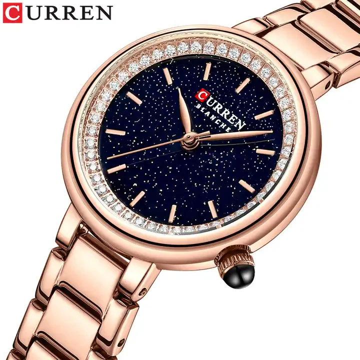 Rose-gold Stainless Chain Steel Analog Quartz Women's Watch.